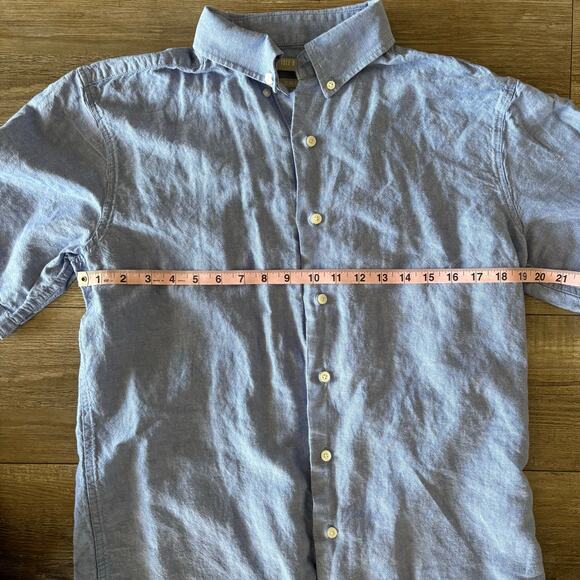 Isle Bay Linens | Linen Blend Shirt | Mens Large | Blue Short Sleeve Button Down - Picture 6 of 8